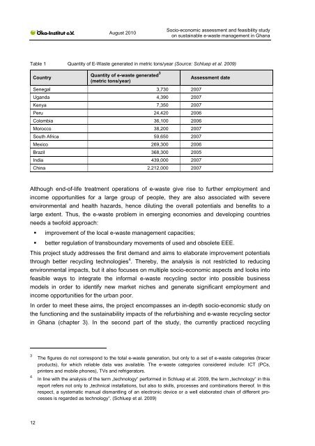 Socio-economic assessment and feasibility study on - Ã–ko-Institut eV