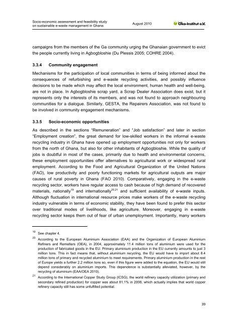 Socio-economic assessment and feasibility study on - Ã–ko-Institut eV