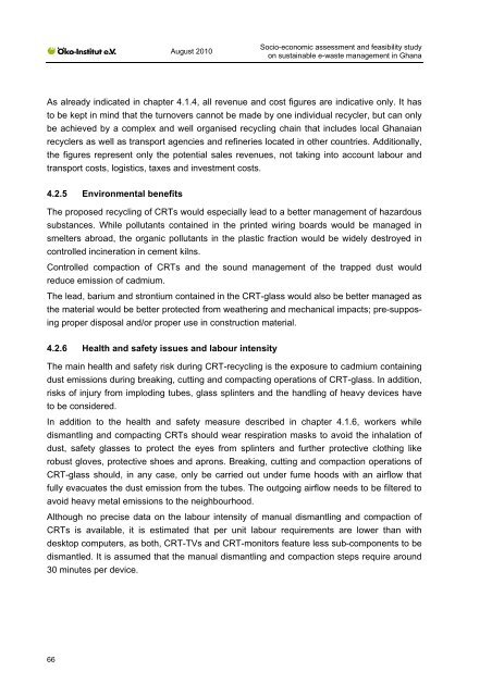 Socio-economic assessment and feasibility study on - Ã–ko-Institut eV