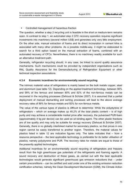 Socio-economic assessment and feasibility study on - Ã–ko-Institut eV