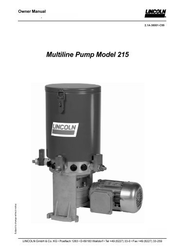 Multiline Pump Model 215 Subject change