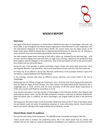 WSCM 8 REPORT - World Symposium on Choral Music