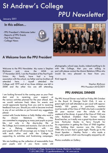 St Andrew's College PPU Newsletter - St. Andrew's College, Dublin