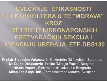 uveÄanje efikasnosti elektrofiltera u te "morava"