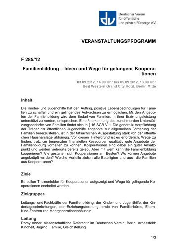 VERANSTALTUNGSPROGRAMM F 285/12 ... - Deutscher Verein