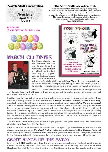 North Staffs Accordion Club Newsletter - home