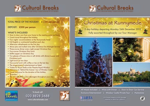 To view full brochure click here - Cultural Breaks
