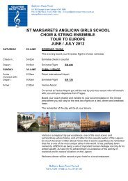 st margarets anglican girls school choir & string ensemble tour to ...