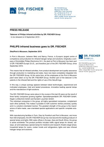 PHILIPS infrared business goes to DR. FISCHER