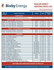 DEALER DIRECT VENTING PRICE LIST