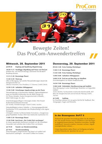 Agenda ProCom-Anwendertreffen - ProCom GmbH