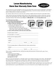 Larson Manufacturing Storm Door Warranty Claim Form