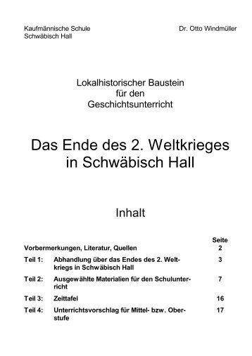 Das Ende des 2. Weltkrieges in Schwäbisch Hall - Projekte Regional