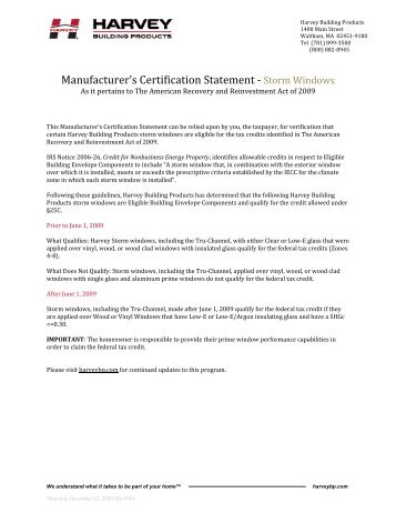 Manufacturer’s Certification Statement ‐