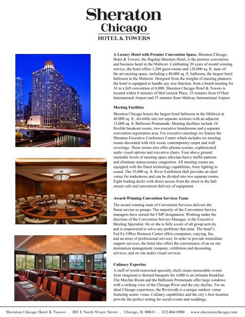 hotel brochure pg1 - The Sheraton Chicago Hotel & Towers