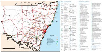 NSW road map with rest areas and driver reviver stops