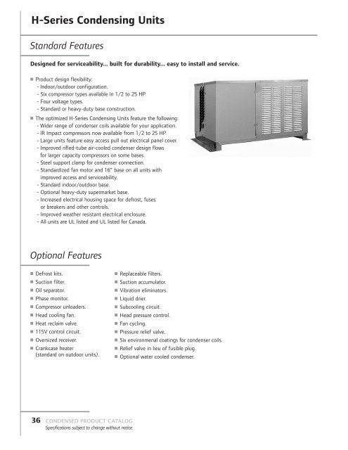 Condensed Product Catalog