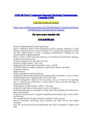 COM 486 Week 5 Assignment Integrated Marketing Communication-com486dotcom