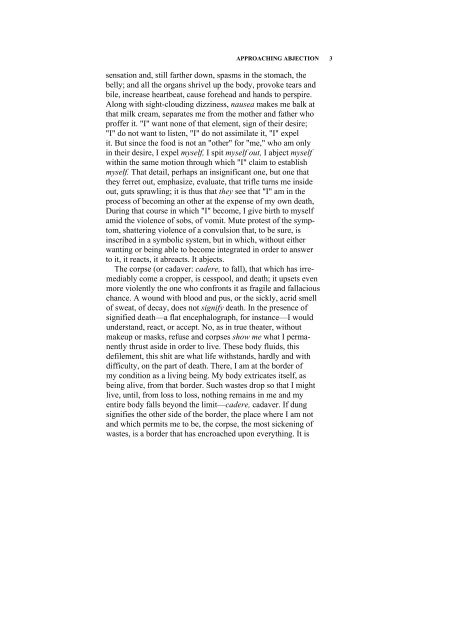 Powers Of Horror An Essay On Abjection APPROACHING ABJECTION 3 s