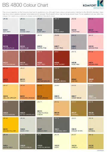 BS 4800 Colour Chart - Komfort