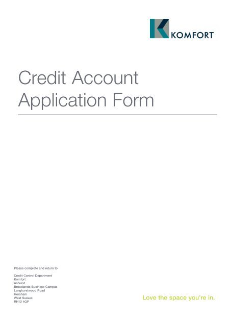 Credit Account Application Form