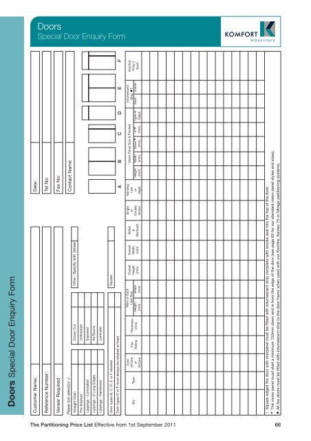 Partitioning Price List 2011