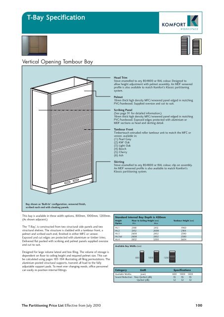 Partitioning Price List 2010 - Komfort