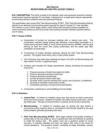 SECTION 819 MICROTUNNELING AND PIPE-JACKED TUNNELS ...