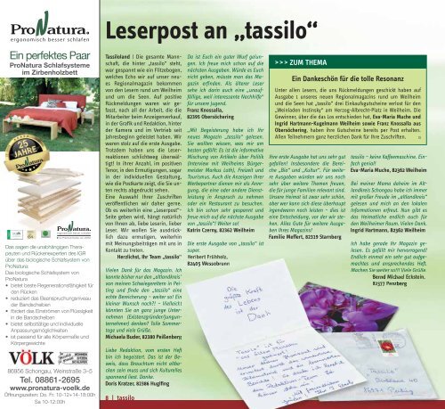 tassilo - das neue Regionalmagazin rund um Weilheim und die Seen