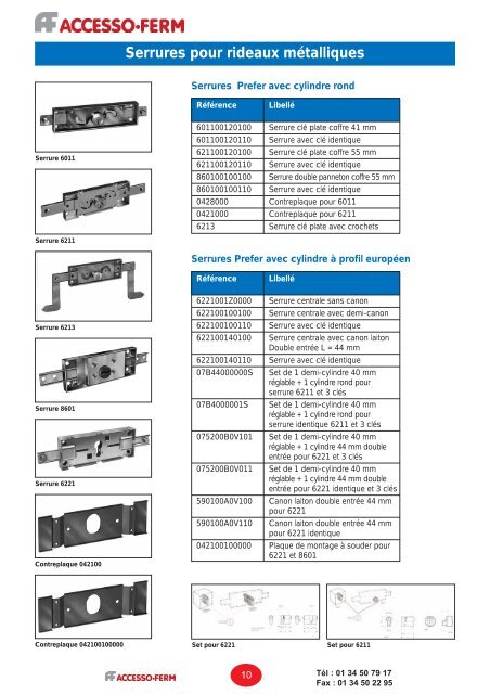 Serrures pour rideaux métalliques