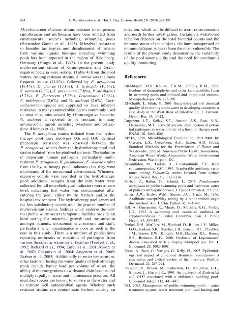 Microbiological quality of indoor and outdoor swimming pools in ...