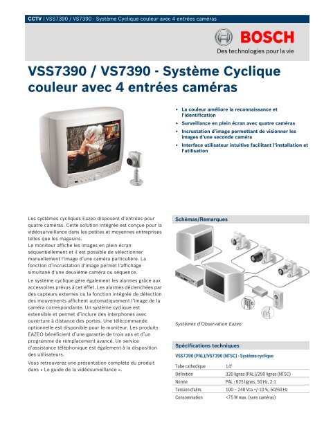 VSS7390 / VS7390 - Système Cyclique couleur avec 4 entrées caméras