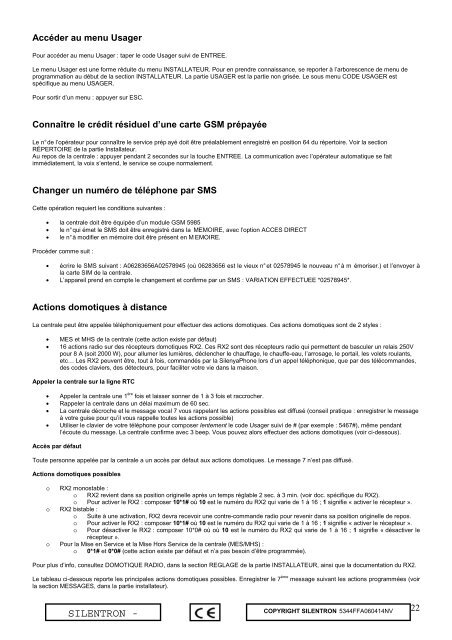 POUR LA PROGRAMMATION RAPIDE ALLER DIRECTEMENT PAGE 23