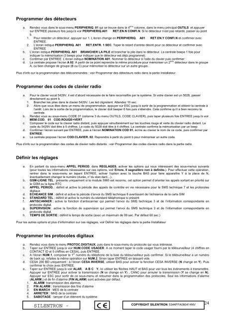 POUR LA PROGRAMMATION RAPIDE ALLER DIRECTEMENT PAGE 23