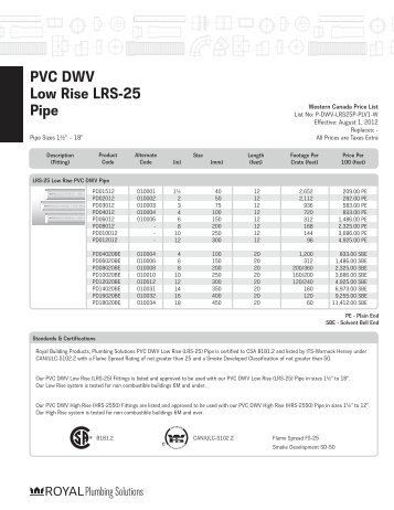 PVC DWV Low Rise LRS-25 Pipe