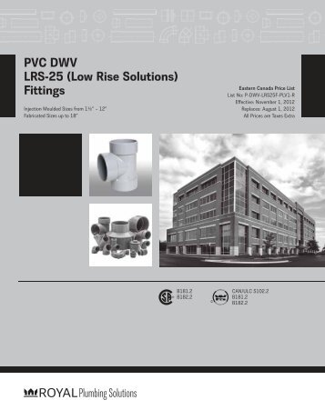 PVC DWV LRS-25 (Low Rise Solutions) Fittings