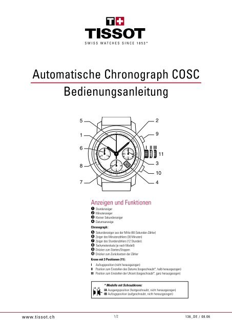 Automatische Chronograph COSC Bedienungsanleitung