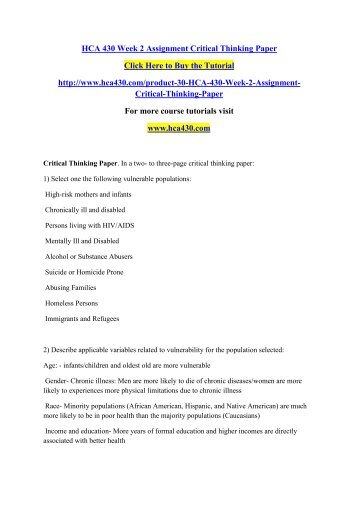 Assignment 2 critical thinking paper