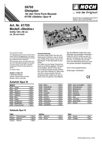 59705 Gleisplan Art. Nr. 61705 Modell »Steibis« - Noch