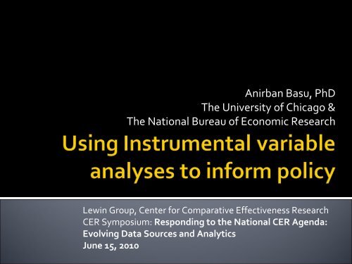 Using Instrumental Variable Analyses to Inform ... - The Lewin Group