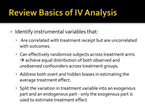 Using Instrumental Variable Analyses to Inform ... - The Lewin Group