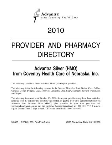 PROVIDER AND PHARMACY DIRECTORY