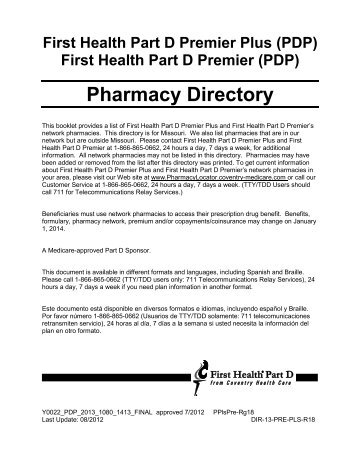 First Health Part D Premier - Coventry Medicare