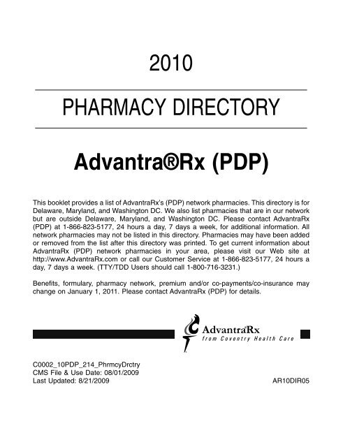 10 Pharmacy Directory Advantra Rx Pdp