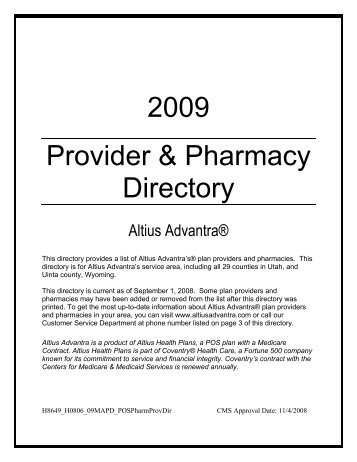 2009 Provider & Pharmacy Directory