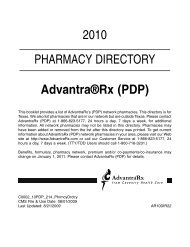 2010 PHARMACY DIRECTORY Advantra®Rx (PDP)