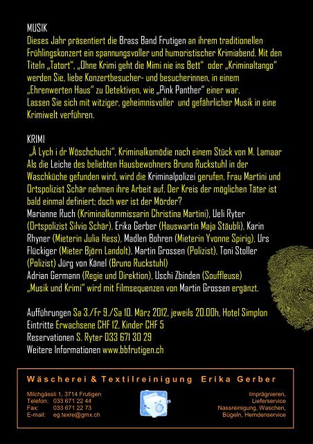 bbf flyer krimi und musik - Brass Band Frutigen