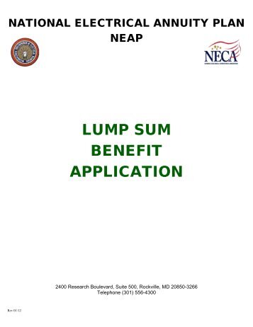 LUMP SUM BENEFIT APPLICATION