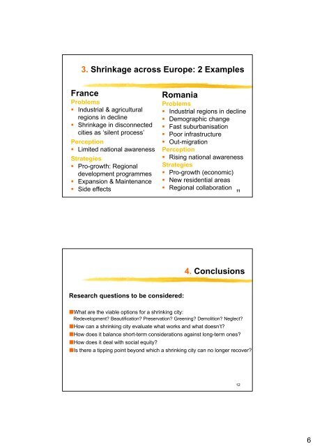 Distribution and Perception of Urban Shrinkage across Europe