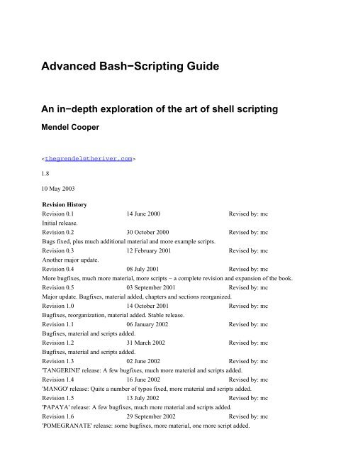 Advanced Bash−Scripting Guide